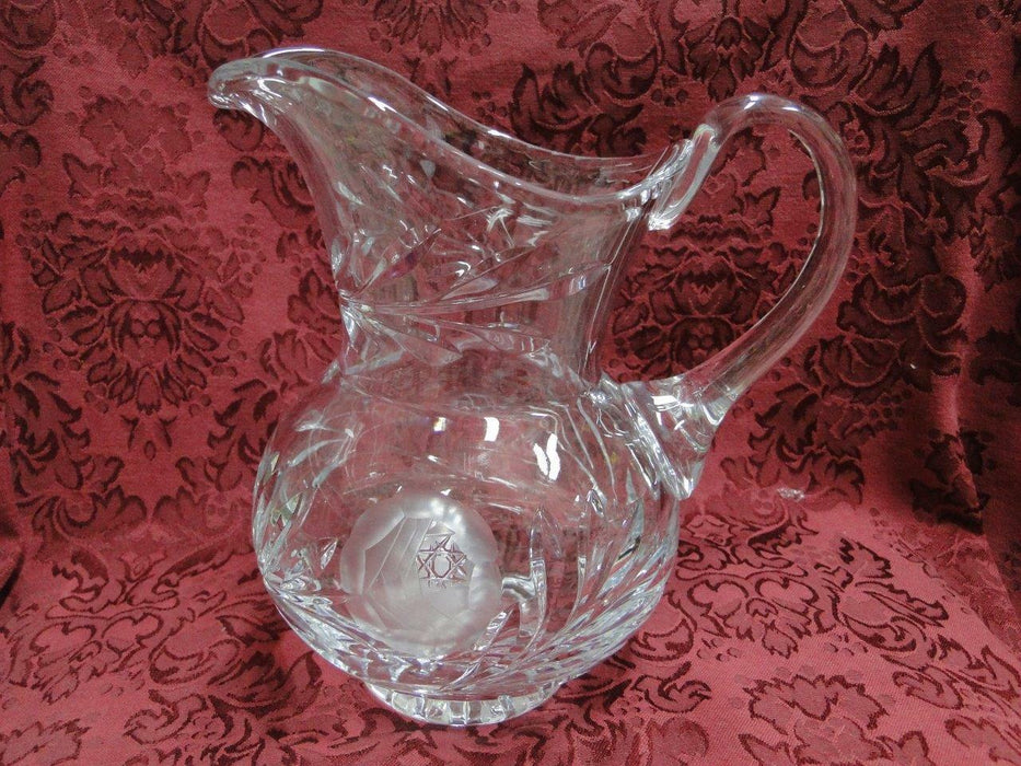 Clear Glass w/ Gray Cut Rose & Star Center: Serving Pitcher, 8" Tall -- CR#053