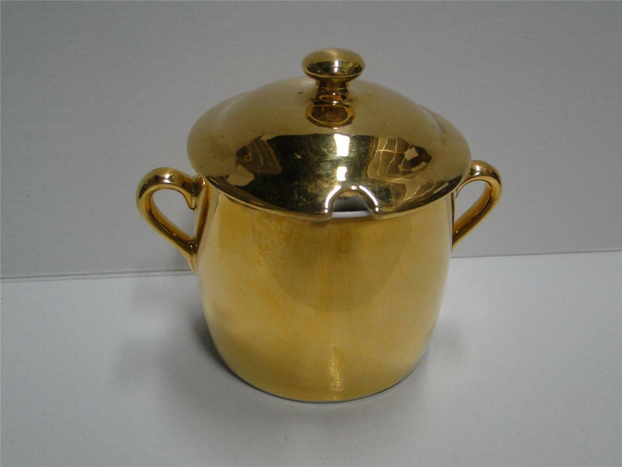 Royal Worcester Lustre Gold, Gold & White: Jam / Jelly Jar w/ Lid, 3 3/4"