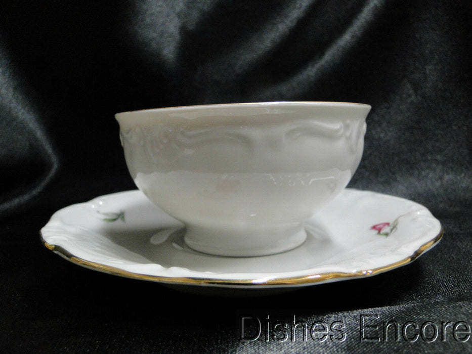 Winterling 84: Embossed Scrolls, Pink Flowers: Cup & Saucer Set (s), 2 1/8"