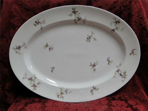 Haviland (Limoges) Fuchsia Pink & Blue Floral: Oval Serving Platter, 16 1/4"