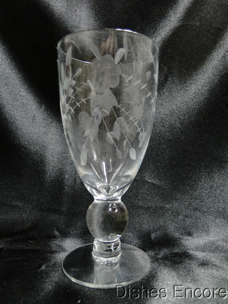 Barware Tall Wine Glasses Lot of 3 Crystal with Etched Flower Design