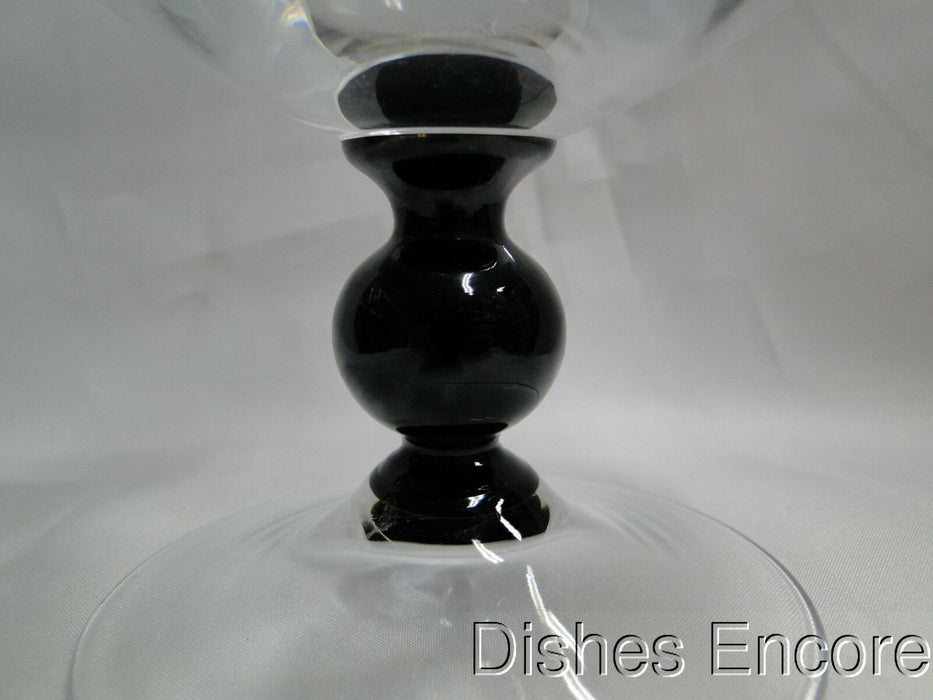 Clear Round Bowl, Black Stem, Clear Base: Round Vase, 8 1/4" Tall  --  MG#141