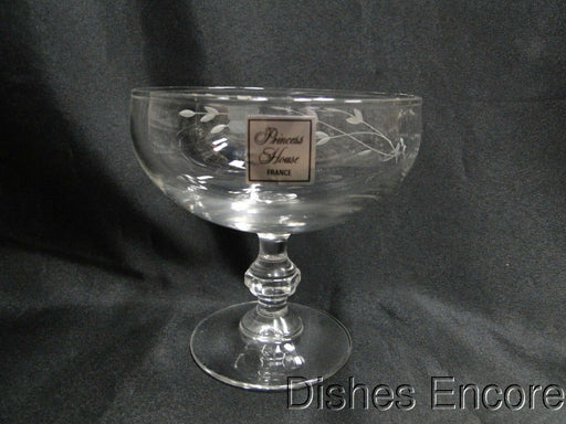 Princess House Heritage, Clear w/ Gray Cut Florals: Footed Dessert (s), 4 3/8"