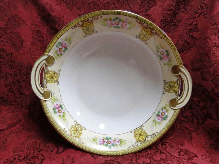 Noritake Pink Florals w/ Raised Gold: Round Serving Bowl w/ Handles, 9 1/2"