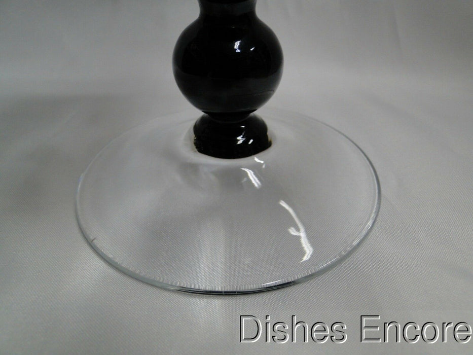Clear Round Bowl, Black Stem, Clear Base: Round Vase, 8 1/4" Tall  --  MG#141
