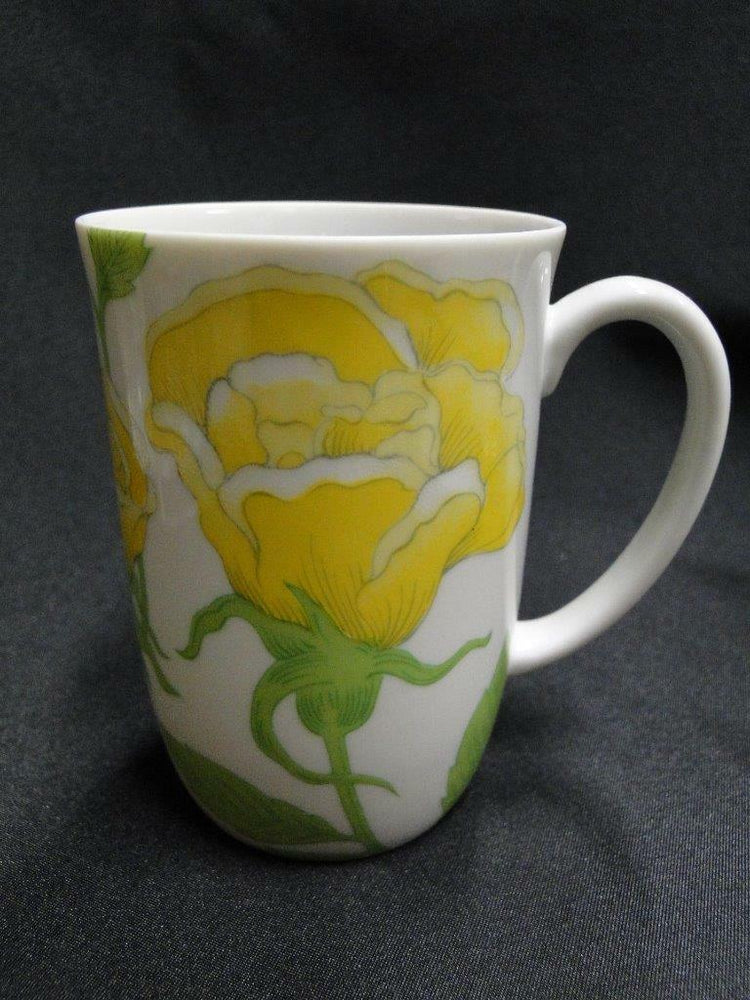 Fitz & Floyd Yellow Rose, White w/ Yellow & Green: Mug (s) 4" Tall