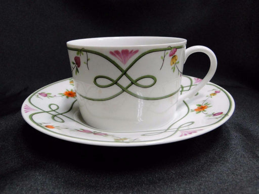 Raynaud Ceralene Guirlandes, Green Line, Flowers: Cup & Saucer Set (s), 2 1/4"