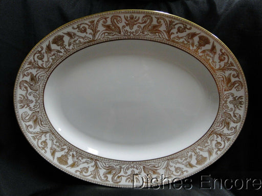 Wedgwood Gold Florentine, Dragons on White: Oval Serving Platter, 17"