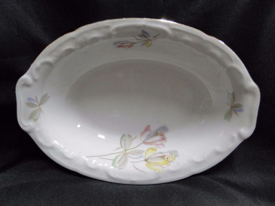 Eschenbach White w/ Pink & Yellow Flowers ESC302: Oval Serving Bowl, 9 1/2"