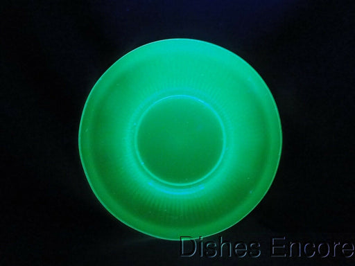 Vaseline Glass, Green, Ridged Border: Luncheon Plate (s), 8", CR#109