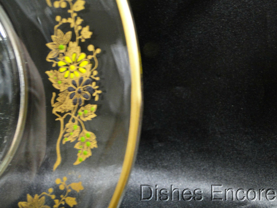 Clear w/ Gold & Multicolored Florals: Luncheon Plate (s), 8" -- CR#092