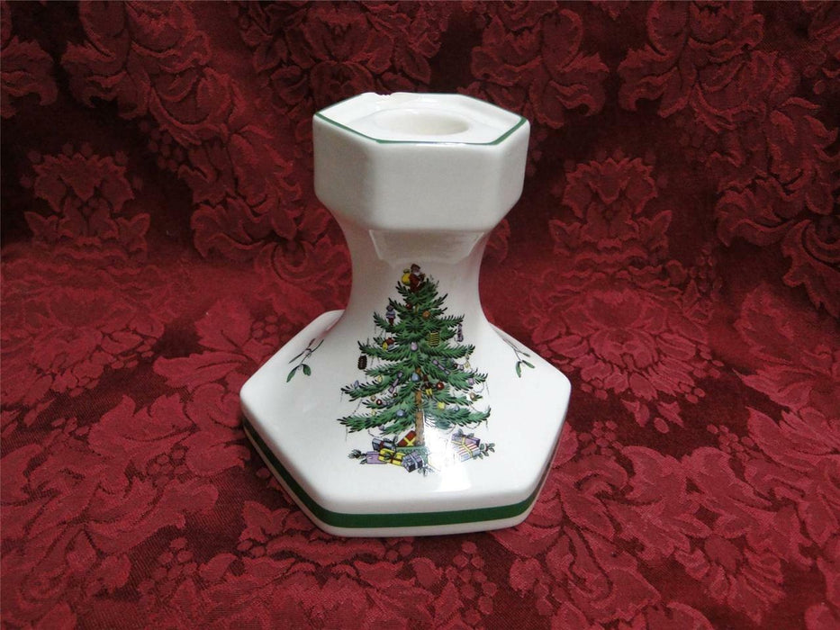Spode Christmas Tree, Green Trim, England: Candlestick, 4 5/8" Tall, As Is