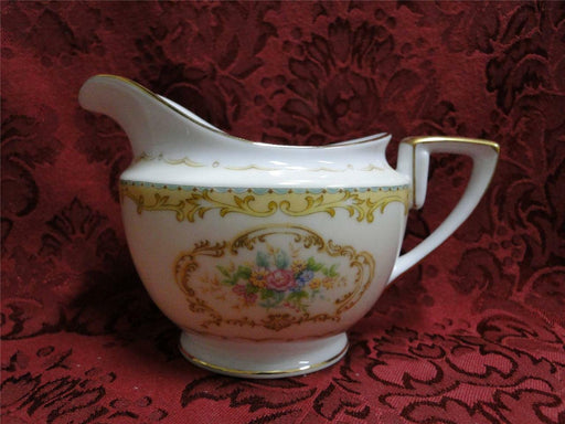 Noritake Tan Scrolls Around Multicolored Florals w/ Teal Edge: Creamer