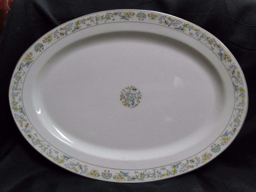 Syracuse Oriental, Blue/Green/Tan Border, Gold Trim: Oval Platter, 17 7/8"