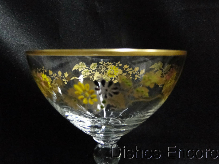 Clear w/ Gold & Multicolored Florals: Champagne / Sherbet (s), 5 3/8" -- CR#092