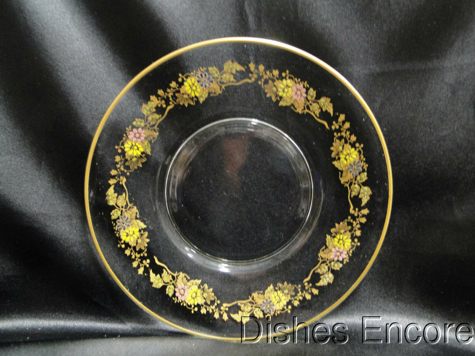 Clear w/ Gold & Multicolored Florals: Luncheon Plate (s), 8" -- CR#092