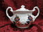 Coalport St Louis, White w/ Blue, Rust, Gold: Sugar Bowl & Lid, 3 3/4" Tall