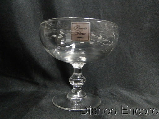 Princess House Heritage, Clear w/ Gray Cut Florals: Footed Dessert (s), 4 3/8"