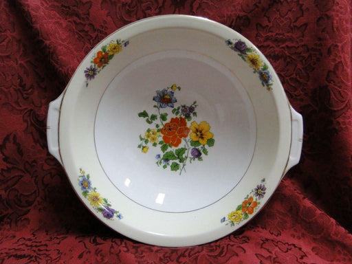 Thun Thu71 Floral Rim & Center, Cream Band: Round Serving Bowl w/ Handles 9 3/8"