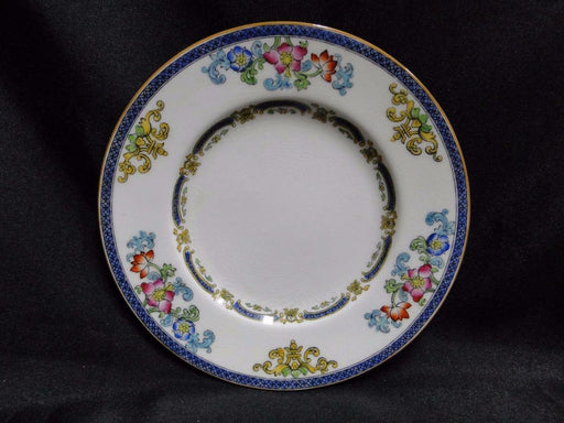 Minton B898, Blue Bands, Florals, Smooth: Bread Plate, 6 1/4", Crazing