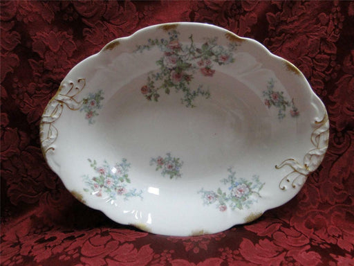 Wm Guerin, Limoges, Pink Roses, Blue, Green: Oval Serving Bowl, 10" x 7 5/8"