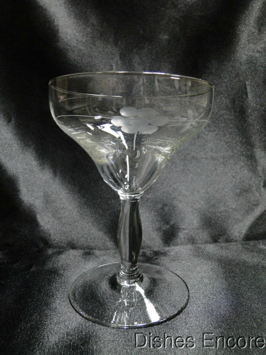 Clear w/ Etched Flowers & Leaves: Champagne / Sherbet (s), 4 5/8" Tall -- CR#016