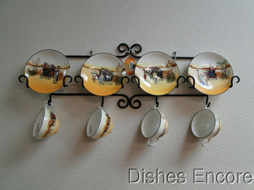 Bard's Horizontal Black Metal Display Rack for Four Cup & Saucer Sets, 26"
