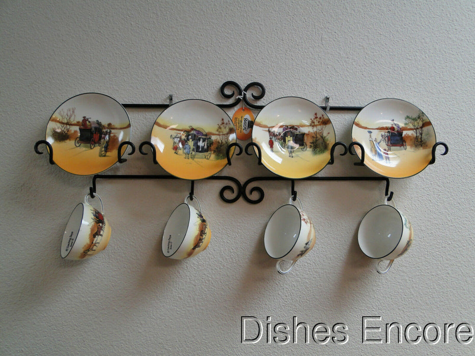Bard's Horizontal Black Metal Display Rack for Four Cup & Saucer Sets, 26"