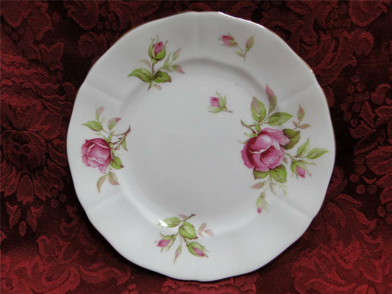 Adderley 7055 Pink Roses w Gold Trim Bread Plate s 6