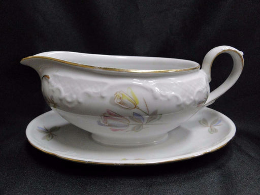 Eschenbach White w/ Pink & Yellow Flowers ESC302: Gravy w/ Underplate