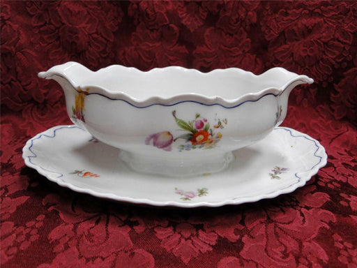 Krautheim/Franconia FR115, Floral w/ Blue Trim: Gravy Boat w/ Underplate