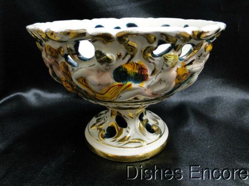 Capodimonte Italy: Pierced Footed Dish w/ Nudes, 4 1/2" Tall, As Is