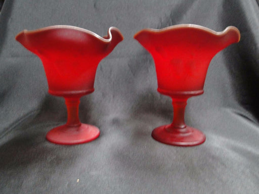 Wright Glass, LG Strawberry and Currant Ruby Satin: Pair (2) of Compotes, 6"