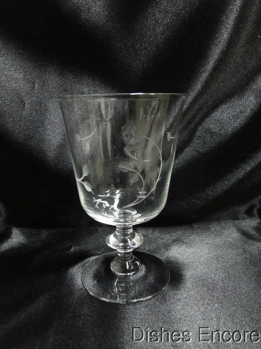Gray Cut Roses, Wafer Stem: Water or Wine Goblet, 5 1/4" Tall - CR#073