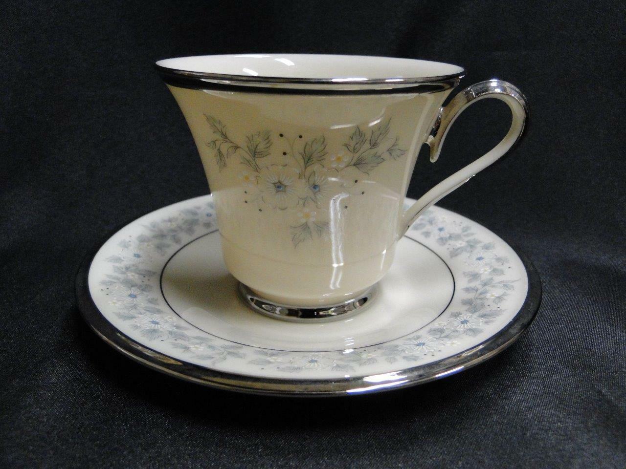 Lenox Windsong, White Flowers, Platinum: Cup & Saucer Set (s), 3" Tall