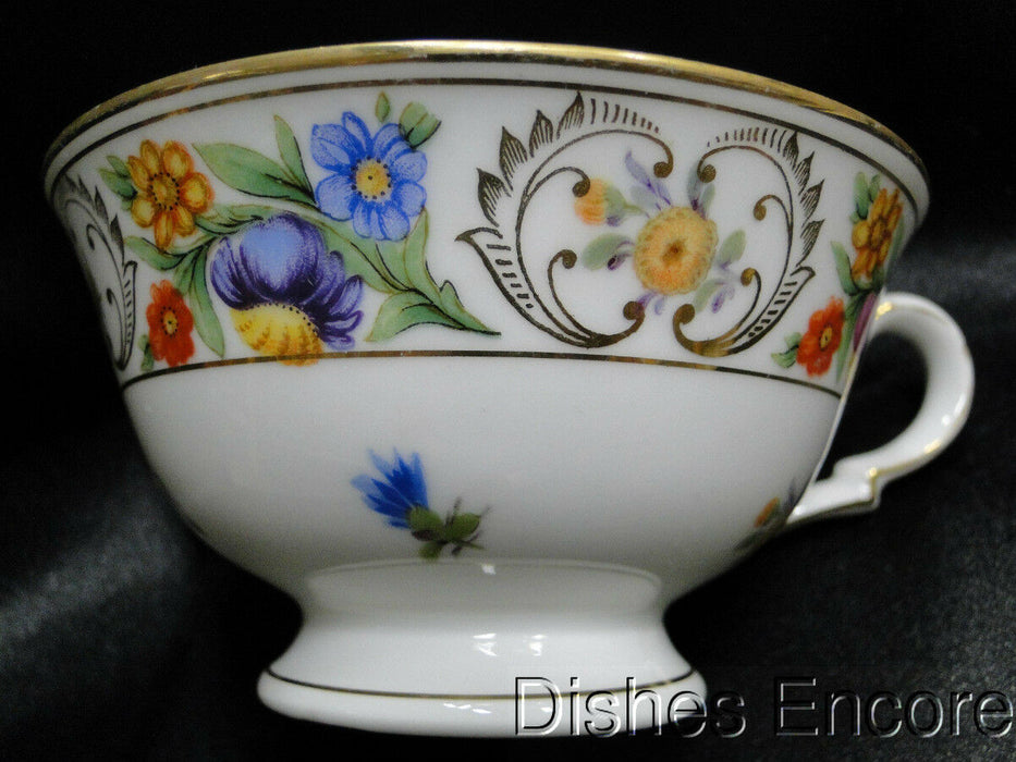 Dresden Style Royal, Floral & Gold Scrolls: Cup & Saucer Set (s), 2 1/4"