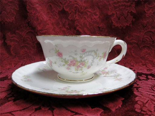 Pope Gosser New Princess 3034, Pink Rose Rim & Center: Cup & Saucer Set (s)