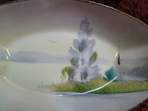 Nippon Hand Painted Nature Scene: Oval Dish, 6 1/8" x 4" x 1 5/8" Tall