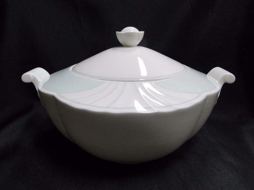 Villeroy & Boch Delta, Aqua Rim, White Fans: Round Covered Serving Bowl w/ Lid