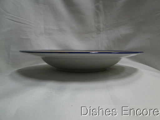 Royal Worcester White w/ Cobalt Blue Band & Tan, Vitreous: Rim Soup Bowl 10 1/8"