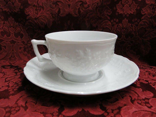 Raynaud Hawthorne, White w/ Raised Flowers: Cup & Saucer Set (s), 2 3/8" Tall