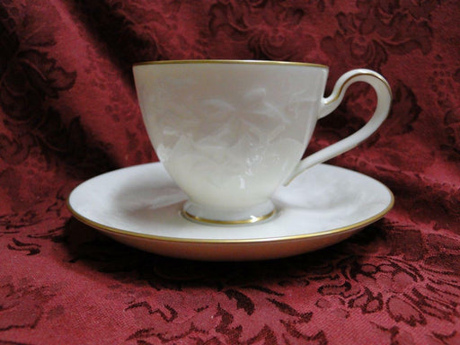 Noritake Halls of Ivy, 7341, Ivory w/ Raised Leaves: Cup & Saucer Set, 2 7/8"