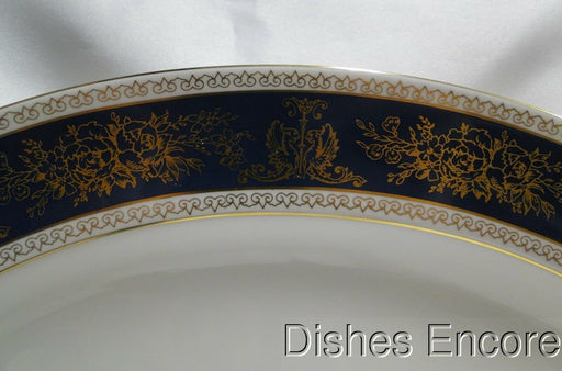 Wedgwood Columbia Blue & Gold, Dragons, Flowers: Oval Serving Platter, 15 1/2"