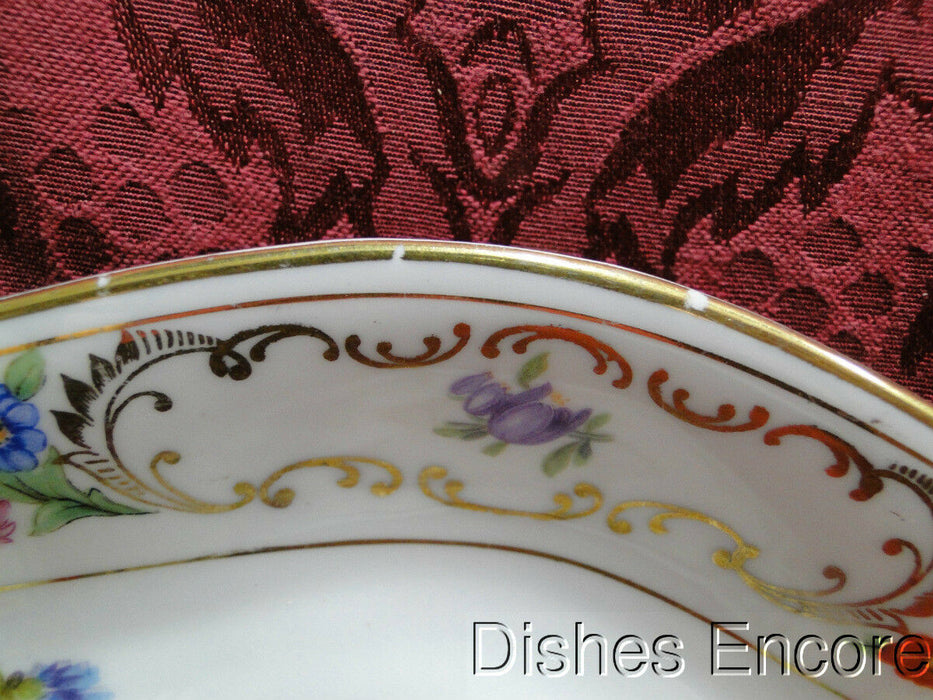 Dresden Style Royal, Floral & Gold Scrolls: Diamond Shaped Relish, 9 1/4"