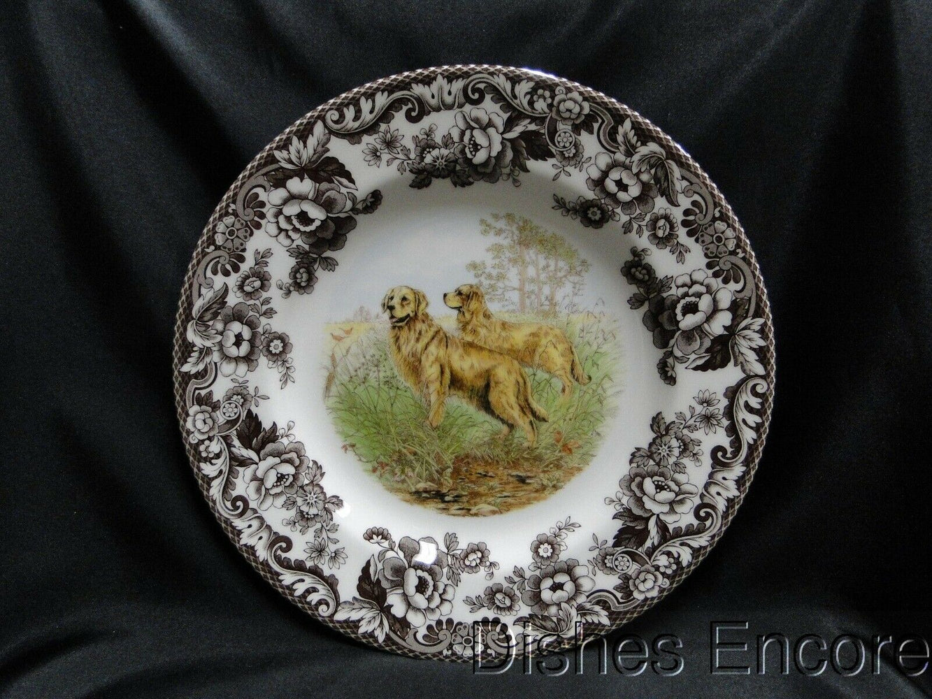 Spode Woodland Golden Retriever Hunting Dog: NEW Dinner Plate, 10 1/2", Box