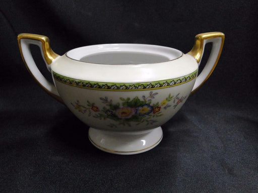 Meito Floral w/ Green Trim, Gold Edge: Sugar Bowl Only, No Lid, 3"