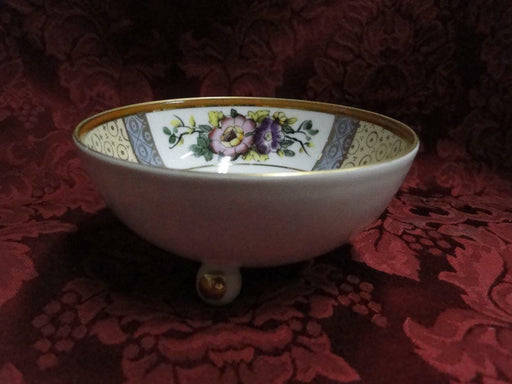 Noritake White w/ Pink & Purple Flowers, Gold Trim: Footed Bowl, 4 1/2" x 2"