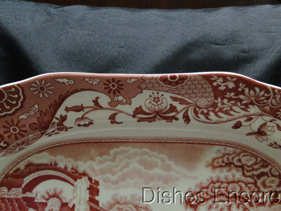 Spode Italian, Cranberry / Red Scene: NEW Oval Platter, 14", Box