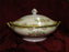 Noritake Multicolored Floral w/ Green & Tan Edge: Round Bowl & Lid, As Is