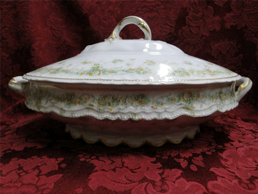 Haviland (Limoges) Green & Tan Floral Garland, Blank 123: Oval Tureen